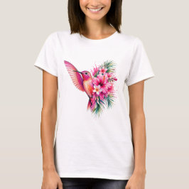 Camiseta Desenho de pássaro aquarela PNG de beija-flor Fran
