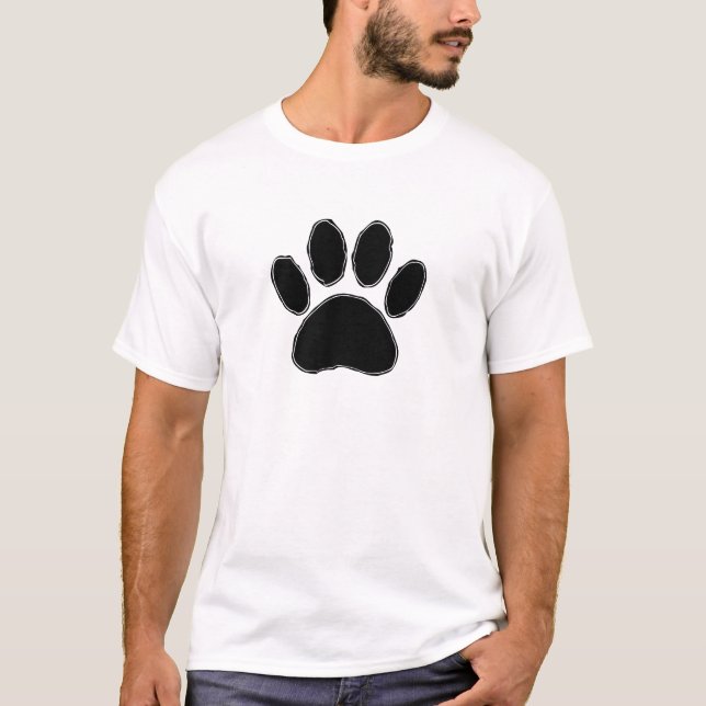 Camiseta Desenho de Pata de Cachorro em Preto (Frente)