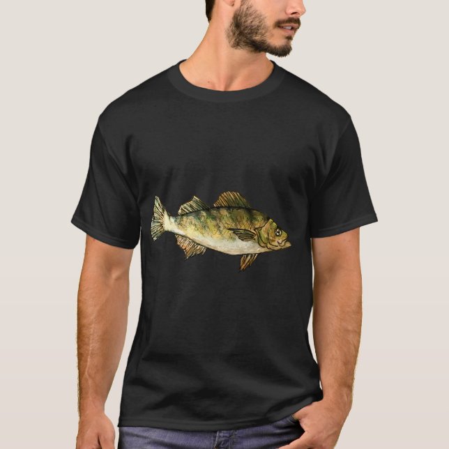 Camiseta Desenho de Peixe Perca Amarela (Frente)