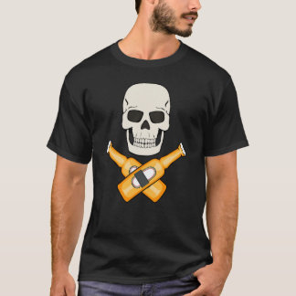 CAMISETA DESENHO DE PIRATA CRÂNIO DE CERVEJA