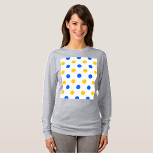 Camiseta Desenho de Pontos Brancos Azul Amarelo