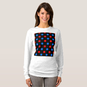Camiseta Desenho de Pontos Pretos Vermelhos e Azuis