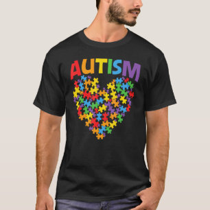 Camiseta Desenho de quebra-cabeça de amor do coração do aut