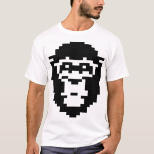 Camiseta desenho de rosto de macaco pixelado