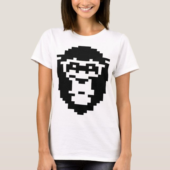 Camiseta desenho de rosto de macaco pixelado (Frente)