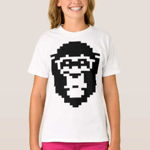 Camiseta desenho de rosto de macaco pixelado