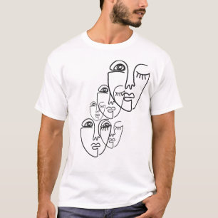 Camiseta Desenho de rosto em uma linha abstrata