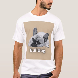 Camiseta Desenho de Rosto Forte de Bulldog