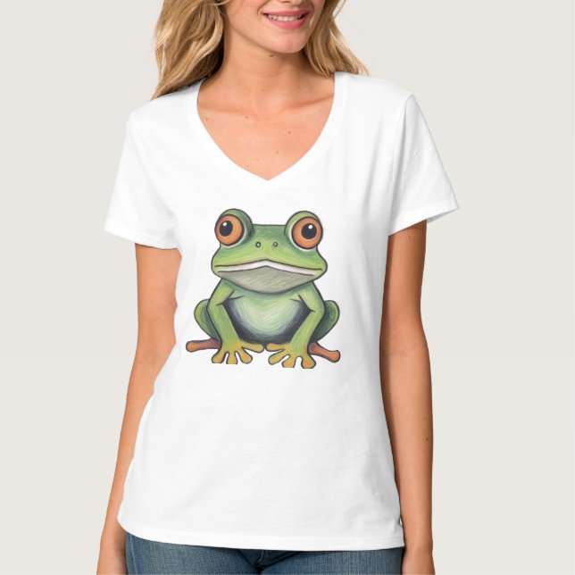 Camiseta Desenho de sapo com lápis de cor (Frente)