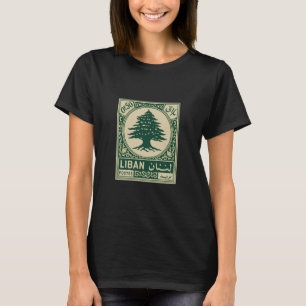 Camiseta Desenho de selo postal do Líbano com cedro do Líba