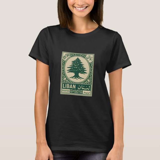Camiseta Desenho de selo postal do Líbano com cedro do Líba (Frente)