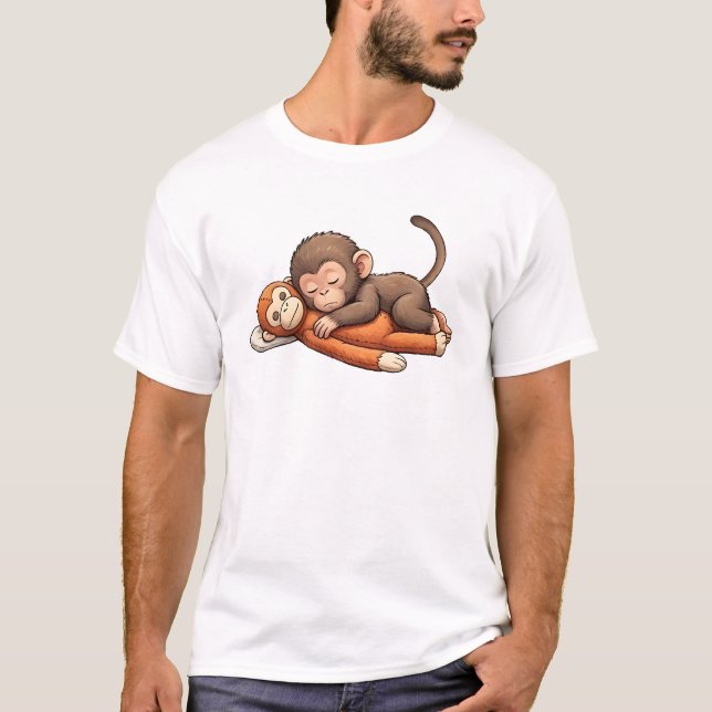 Camiseta Desenho de Socar o Bebê Macaco (Frente)