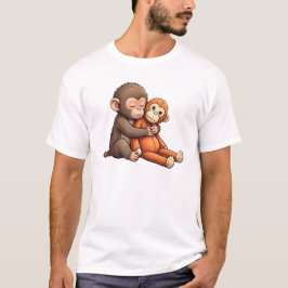 Camiseta Desenho de Socar o Bebê Macaco