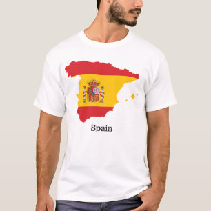 Camiseta Desenho de Souvenir com Bandeira da Espanha dentro