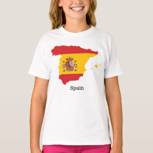 Camiseta Desenho de Souvenir com Bandeira da Espanha dentro