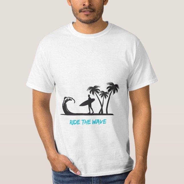 Camiseta Desenho de Surf Ride the Wave (Frente)