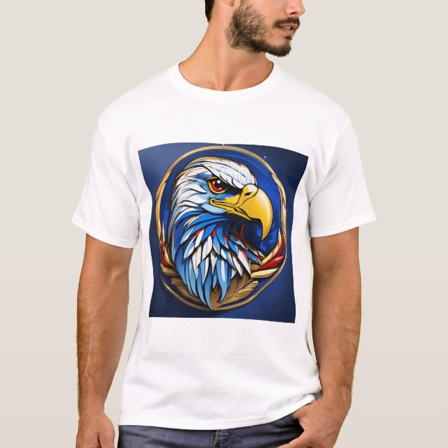 Camiseta "Desenho de Tatuagem de Águia Feroz – Força, Poder (Frente)