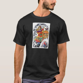 Camiseta Desenho de Tatuagem de Guerreiro Samurai