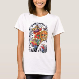 Camiseta Desenho de Tatuagem de Guerreiro Samurai