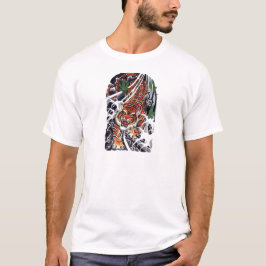 Camiseta desenho de tatuagem de Tigre & Folhas de Bordo