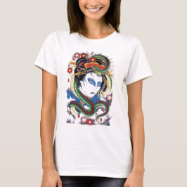 Camiseta Desenho de Tatuagem Grotesca e de Cobra