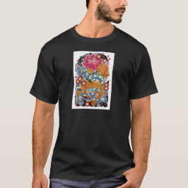 Camiseta Desenho de Tatuagem Japonesa Foo & Sakura