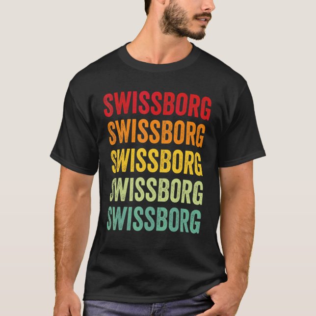 Camiseta Desenho de texto arco-íris Crypto Swissborg (Frente)