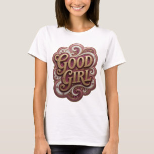 Camiseta Desenho de texto Artistic Gold GOOD GIRL