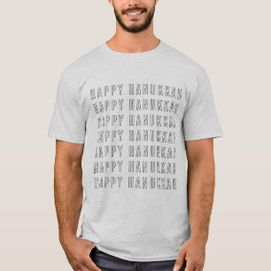 Camiseta Desenho de texto de Hanukkah em preto e branco