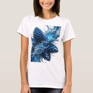 Camiseta Desenho de texto de Pinhas Congeladas Prata Afiado