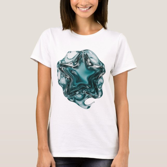 Camiseta Desenho de texto em estrela prateada linda (Frente)