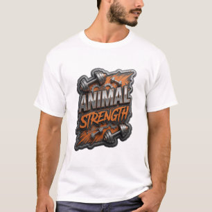 Camiseta Desenho de texto icônico prateado FORÇA ANIMAL