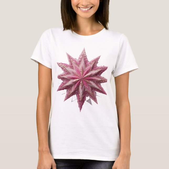 Camiseta Desenho de texto PINK STAR em prata impressionante (Frente)