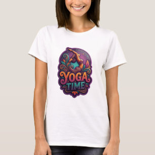 Camiseta Desenho de texto YOGA TIME Roxo Artístico
