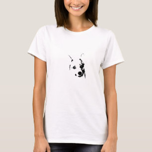 Camiseta Desenho de Tinta Preta e Branca do Cachorro