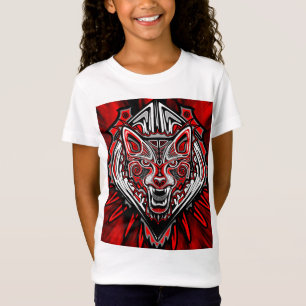 Camiseta Desenho de Totem Tribal Haida de Lobo