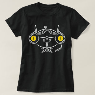 Camiseta Desenho de um gato clássico com óculos e bigode