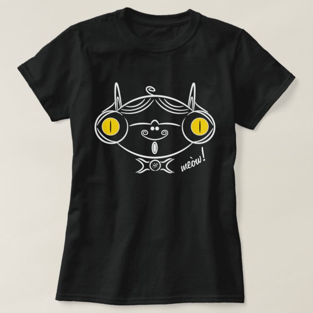 Camiseta Desenho de um gato clássico com óculos e bigode (Frente do Design)