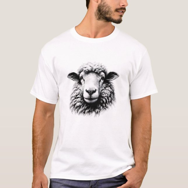 Camiseta Desenho de uma Cabeça de Ovelha (Frente)