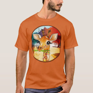 Camiseta Desenho de uma girafa bonita na Savana
