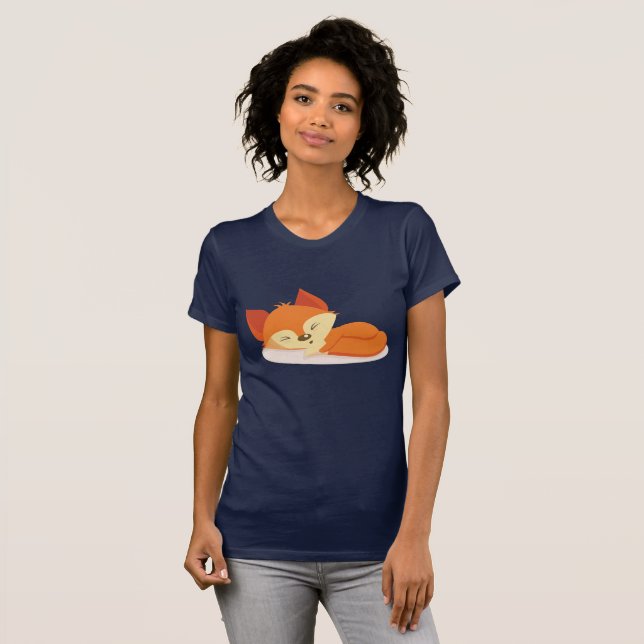 Camiseta Desenho de uma Raposa Dormindo em Laranja Bonita (Frente Completa)