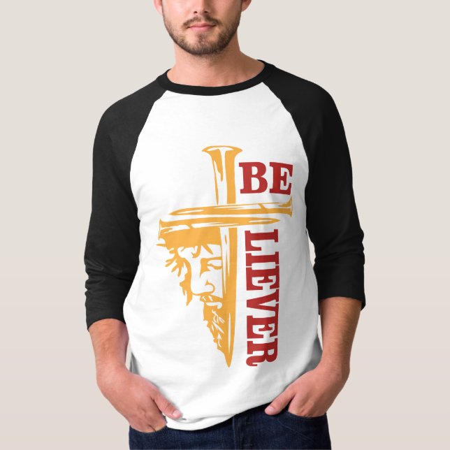 Camiseta Desenho de unha de cruz de Jesus – Cristão poderos (Frente)