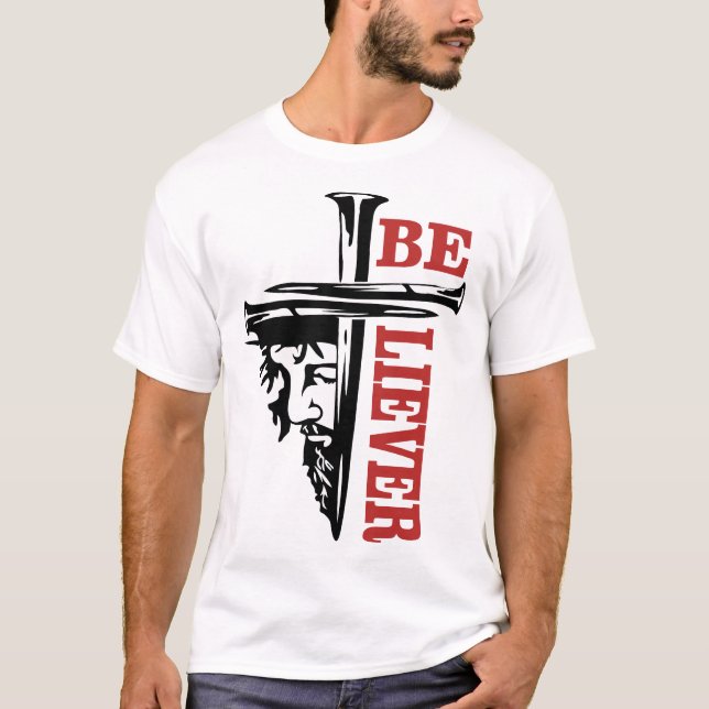 Camiseta Desenho de unha de cruz de Jesus – Poderoso Cristi (Frente)