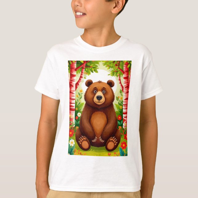 Camiseta Desenho de Urso Marrom Fofo (Frente)