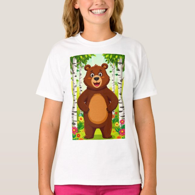 Camiseta Desenho de Urso Marrom Fofo (Frente)