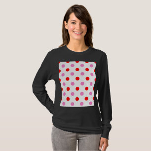 Camiseta Desenho de Vermelho e Rosa em Fundo Branco com Bol