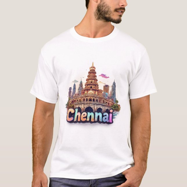 Camiseta Desenho de Viagem Chennai Índia 🇮🇳 (Frente)