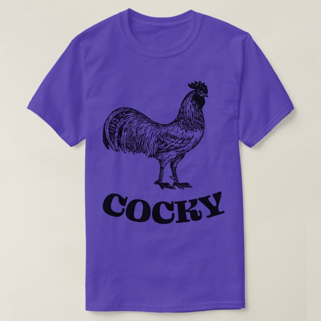 Camiseta Desenho De Vintagem Engraçado De Galo Cocky (Frente do Design)