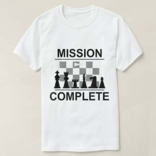 Camiseta Desenho de Xeque-Mate de Xadrez Missão Completa