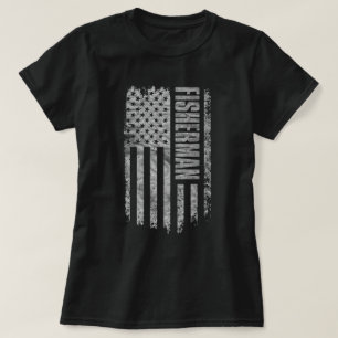 Camiseta Desenho desgastado da bandeira dos EUA para pescad